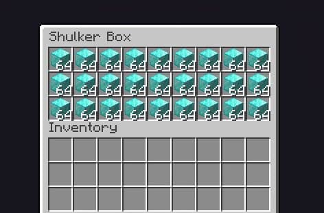 full shulker box of diamond blocks