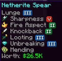 Fully maxed out netherite spear